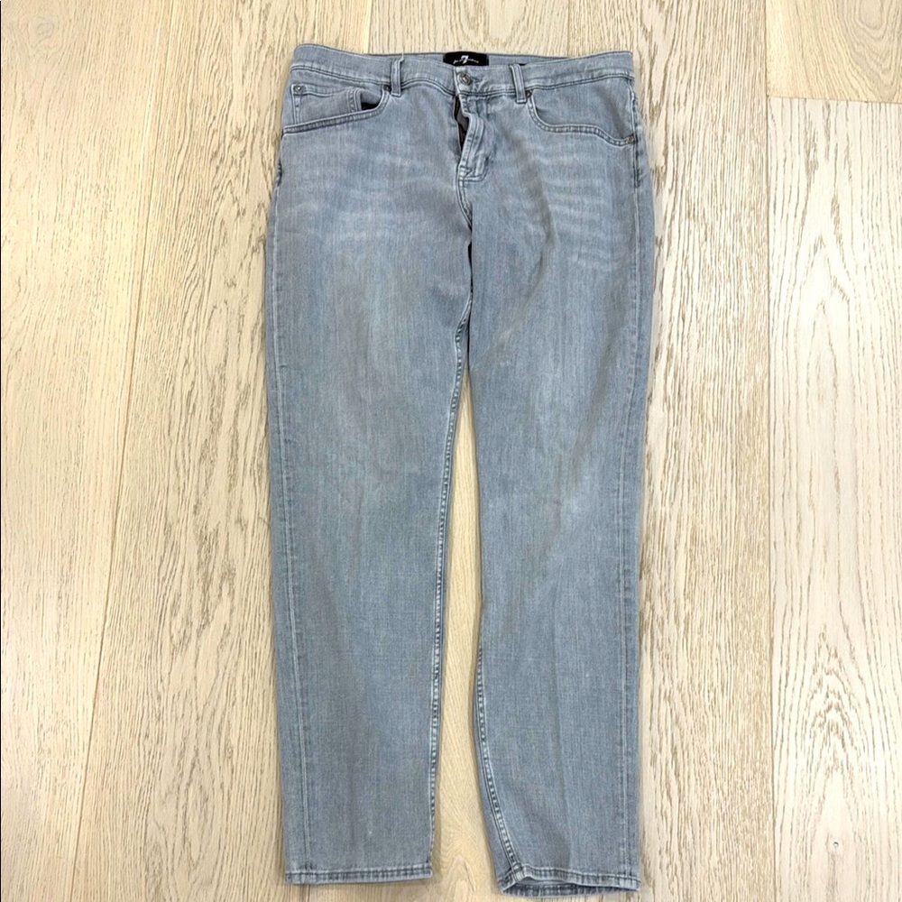7 For All Mankind Light Gray Straight Jeans